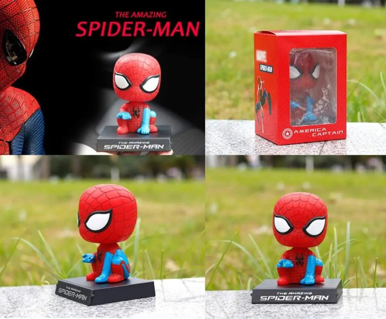 Marvel Avengers Amazing Spiderman Phone Holder Car Decoration Bobblehead Action Figure