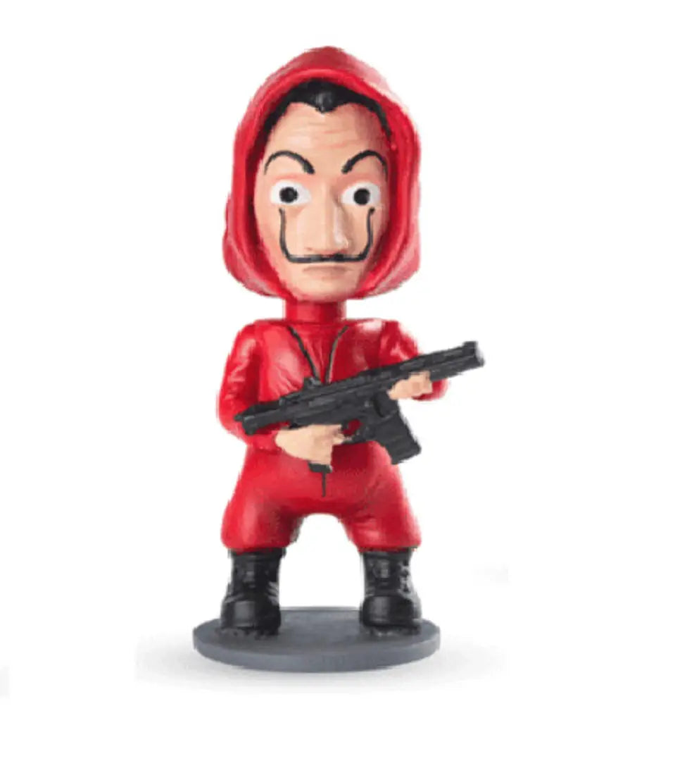Bella Ciao Money Heist Dali Mask Car Decoration Bobblehead Action Figure
