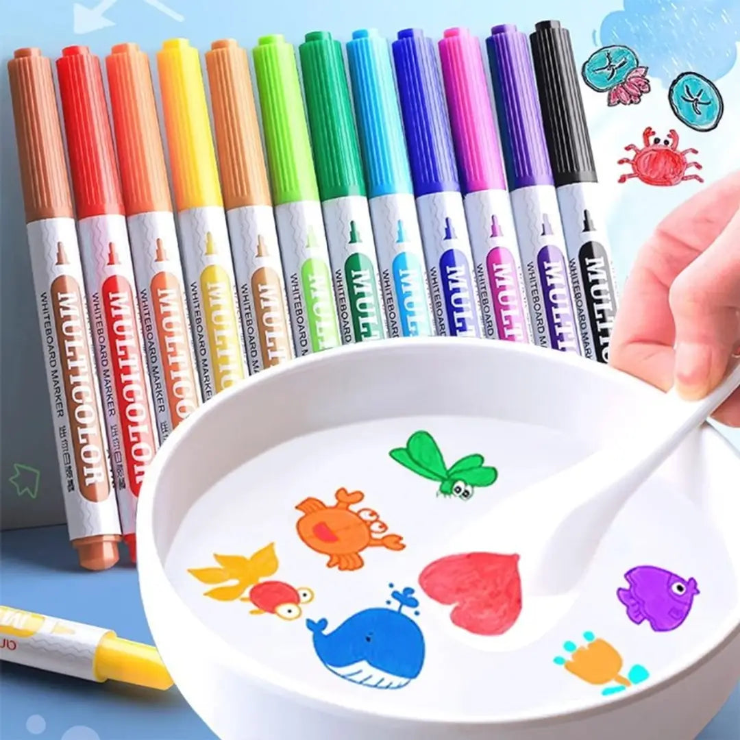 Magical Water Painting Pen, 12 Pack Water Painting Floating Marker Pen, Learning Toys, Educati For Ages 6-12