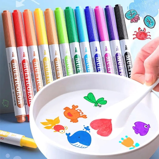 Magical Water Painting Pen, 12 Pack Water Painting Floating Marker Pen, Learning Toys, Educati For Ages 6-12