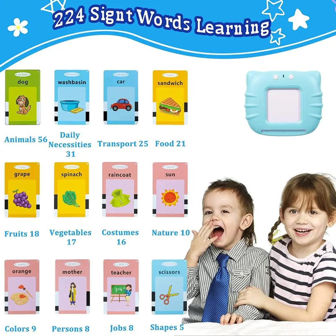 Talking Flash Cards Learning Toys for 2 3 4 5 6 Year | 224 words | 112 Double Sided Flash Cards
