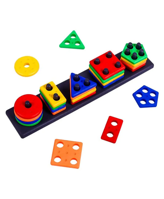 Geometrics Shape Educational  Learning Toy Sorter Stacking Block Game for Kids