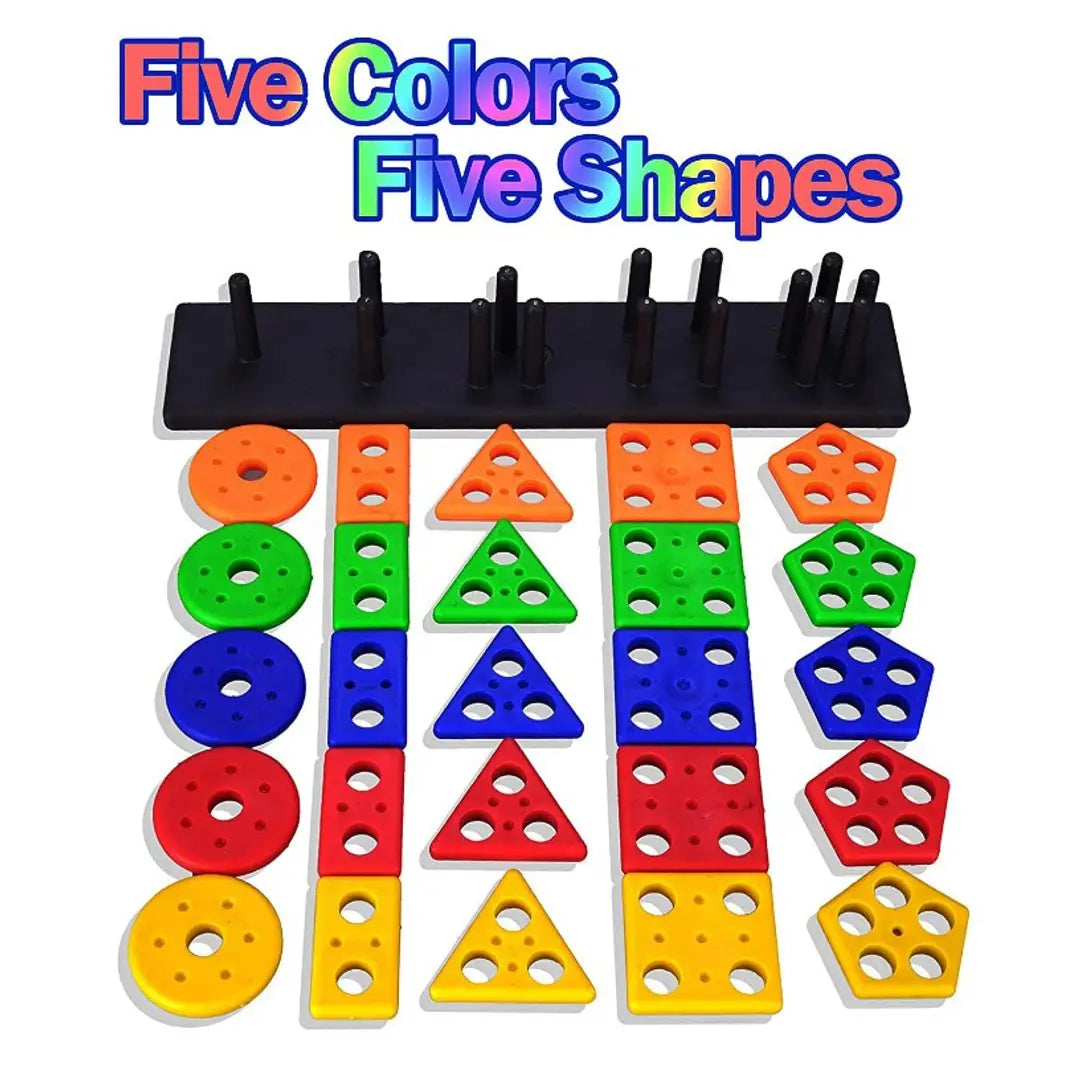 Smart Activity Fun and Learning Geometrics - Shape Matching Five Column Blocks - Educational  Learning Toys.