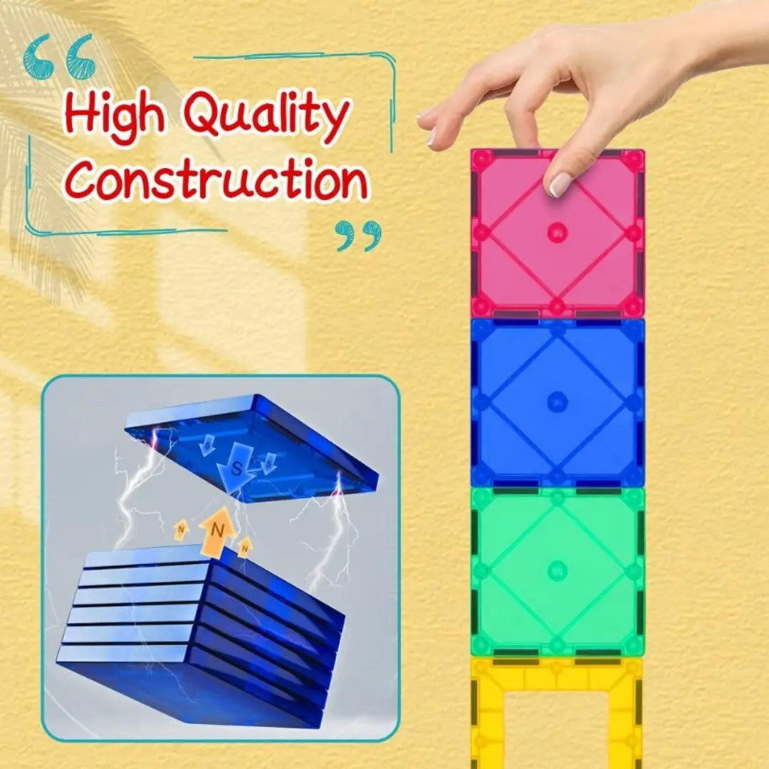 Softies 100pcs Magnetic tiles for kids | Magnetic Building Blocks Tiles | Magnetic Blocks for Kids tiles Puzzle for Great Learning | educational toys | Magnet toys for kids | Gifts for Girls, Boys