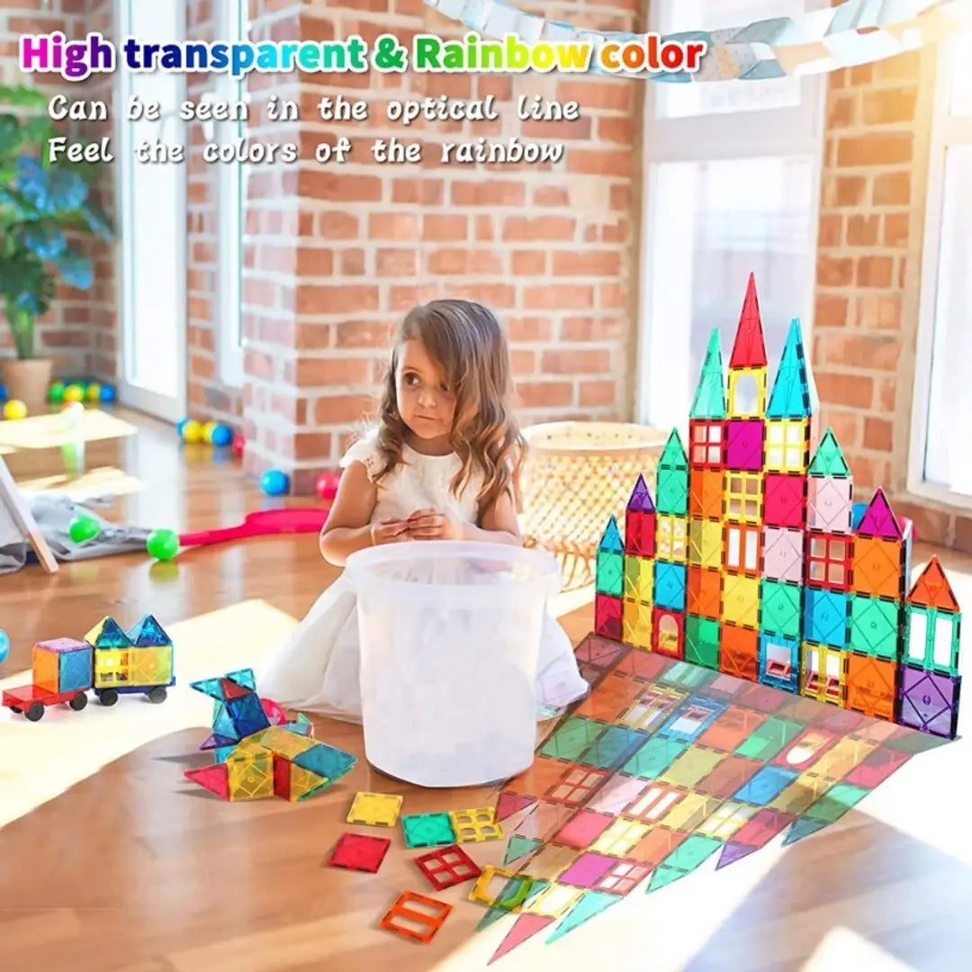Softies 10 pcs Magnetic tiles for kids | Magnetic Building Blocks Tiles | Magnetic Blocks for Kids tiles Puzzle for Great Learning | educational toys | Magnet toys for kids | Gifts for Girls, Boys, 3